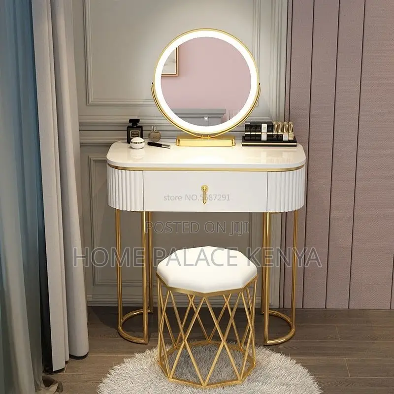 Vanity Table; LED Bedroom Dressing Table With Spacious Storage Drawers