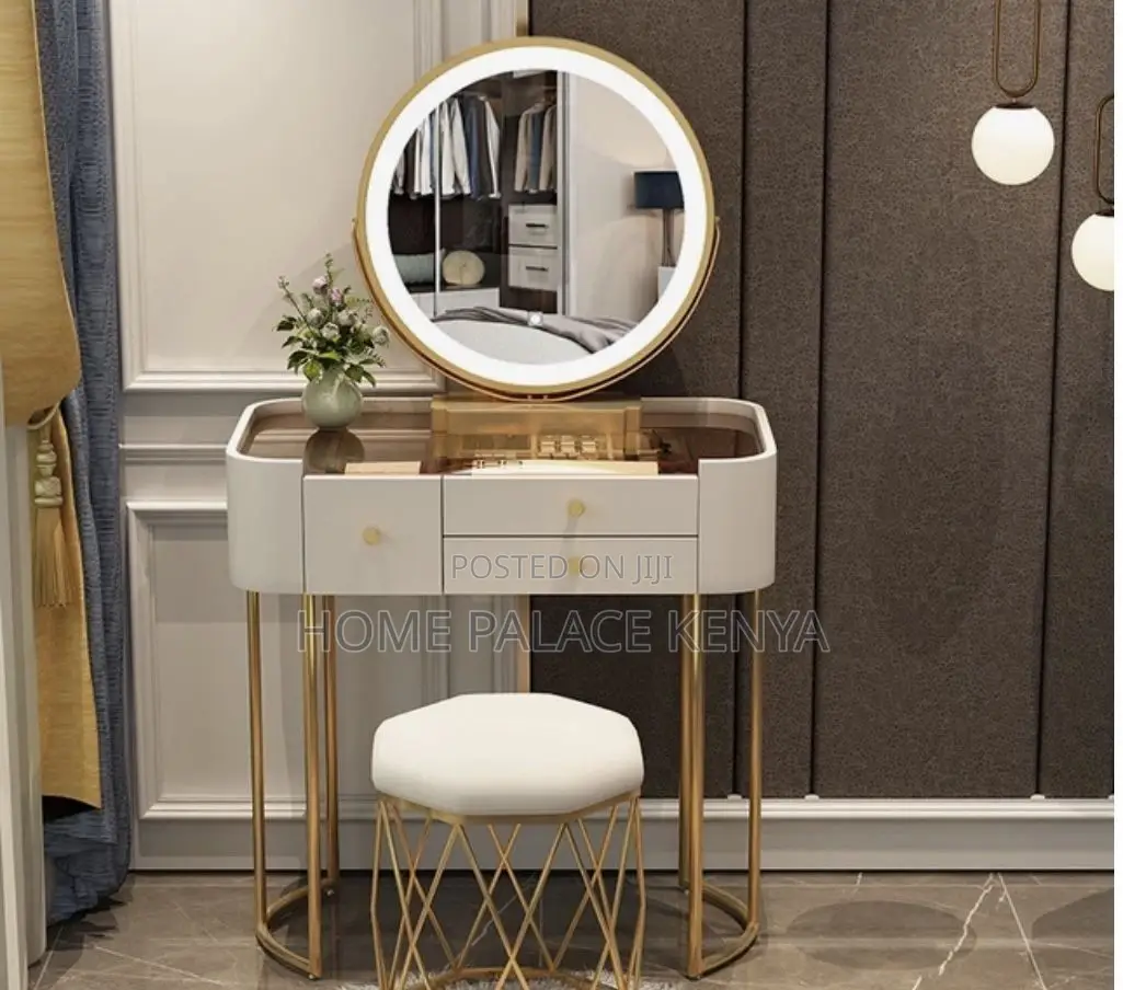 Vanity Table; LED Bedroom Dressing Table With Spacious Storage Drawers