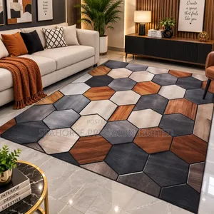  Modern Hexagon Wood-Effect Carpet