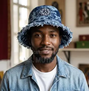 Distressed Denim Bucket Hat)