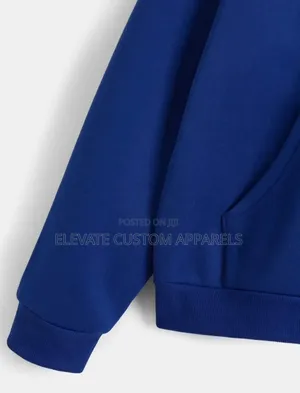 Casual Royal Blue Oversized Zip-Up Hoodie"
