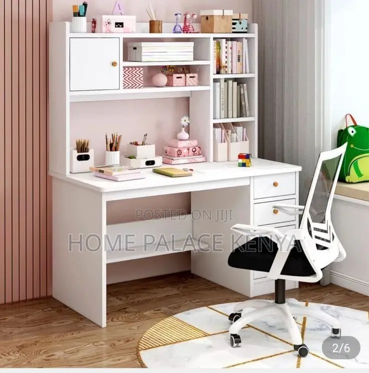 Study Table; Elegant Study Desk With Open Storage Shelves for Books