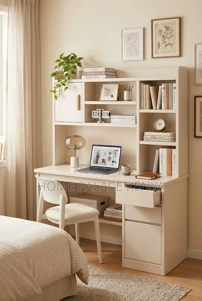 Study Table; Elegant Study Desk With Open Storage Shelves for Books