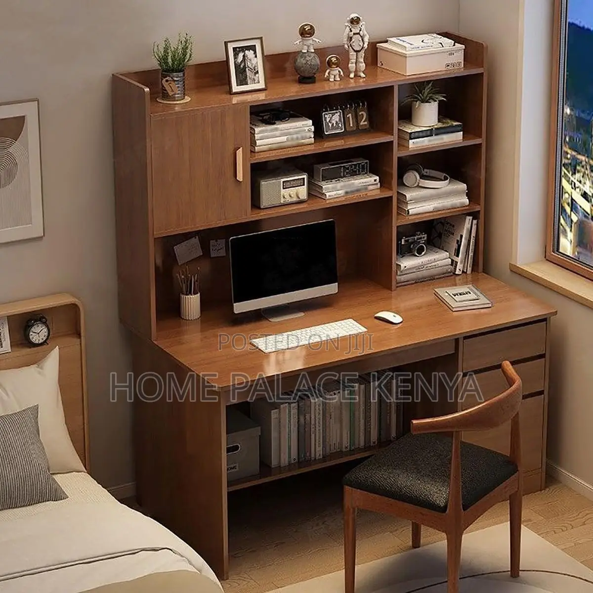 Study Table; Elegant Study Desk With Open Storage Shelves for Books