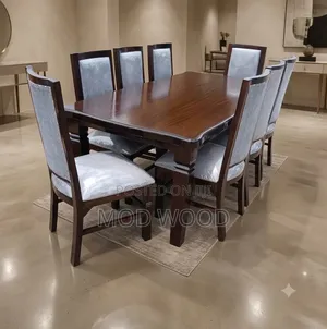 8 Seater Luxe Walnut Dining Set With Padded Chairs