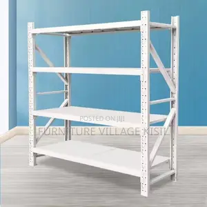 Bookshelf; 4-Tier White Warehouse Shelf