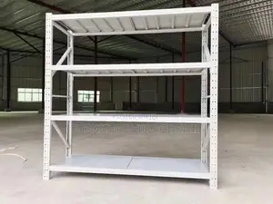 Bookshelf; 4-Tier White Warehouse Shelf