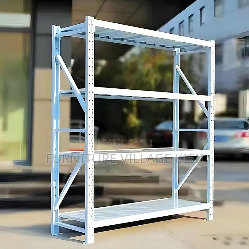 Bookshelf; 4-Tier White Warehouse Shelf