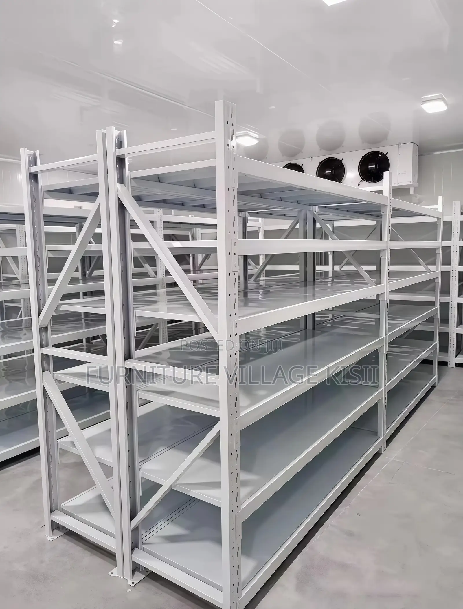 Bookshelf; 4-Tier White Warehouse Shelf
