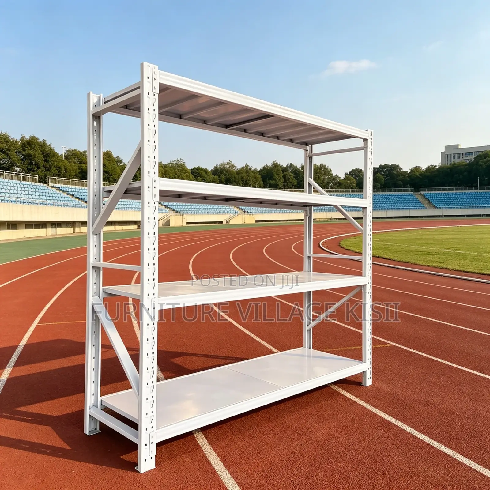 Bookshelf; 4-Tier White Warehouse Shelf