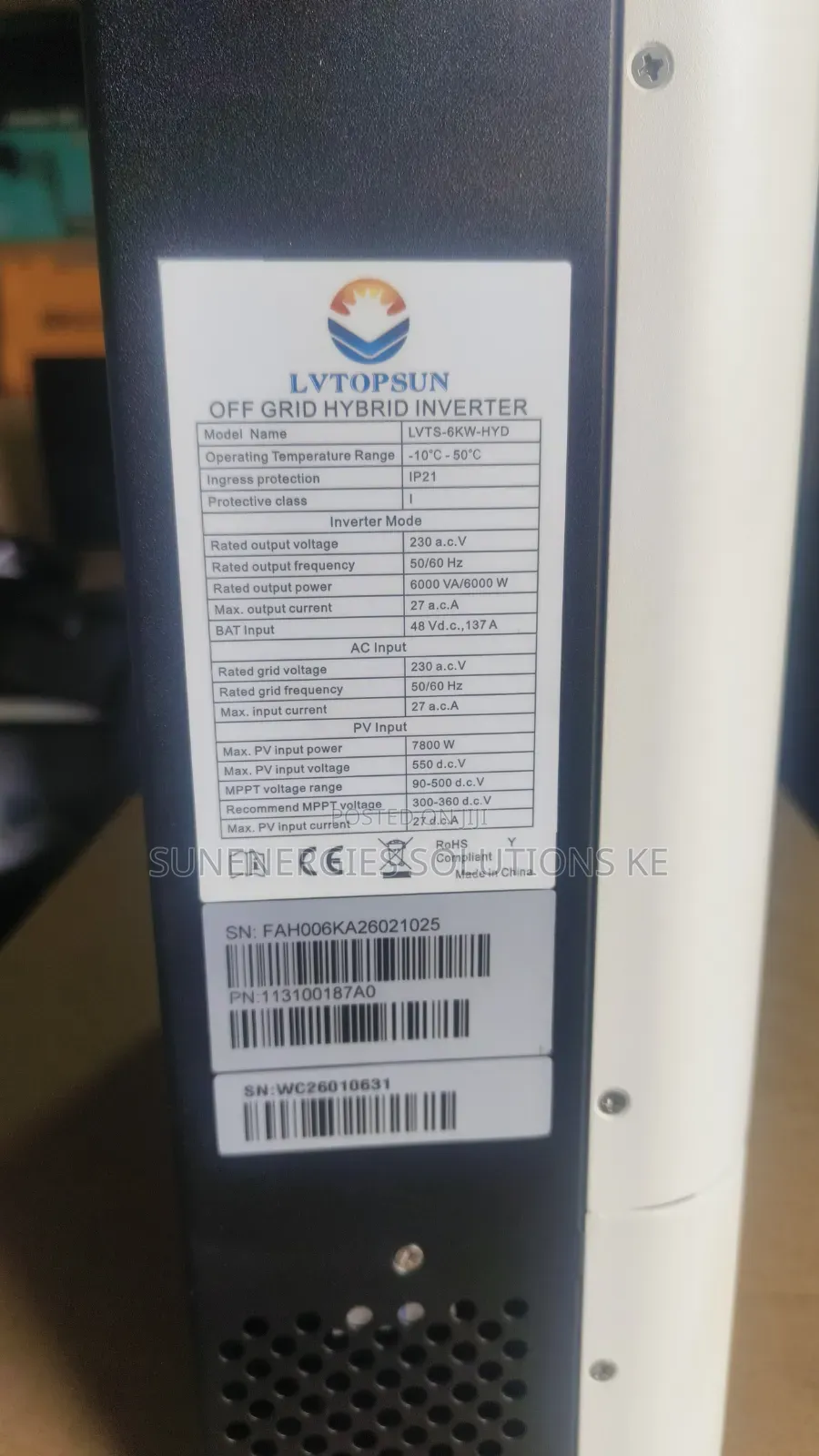 6kw 48v 137a Lvtopsun Hybrid Inverter
