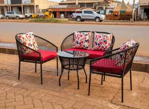 Urban Veranda Modern Rattan Chat Set With Ruby Cushions