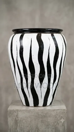 Bold Zebra Stripe Flower Pot