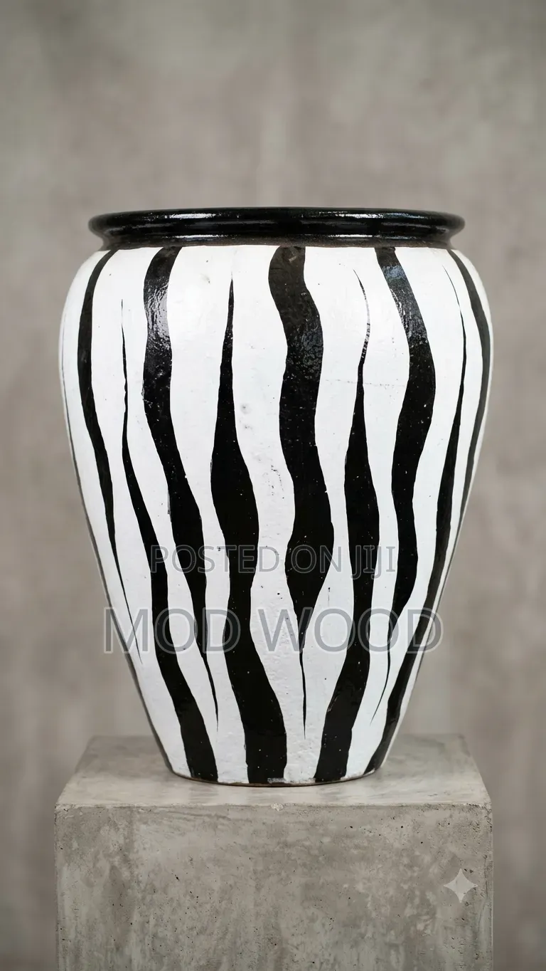 Bold Zebra Stripe Flower Pot
