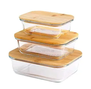 3in1 Snack Storage Box Set Wooden Top Lid