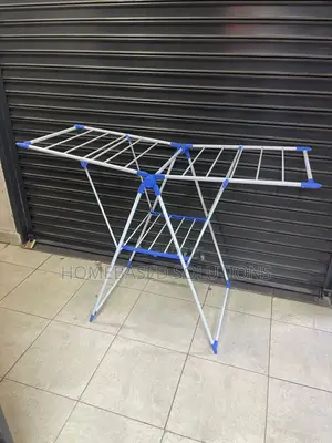 *Foldable/Portable Clothes Drying and Hanging Rack Color: White/Blue