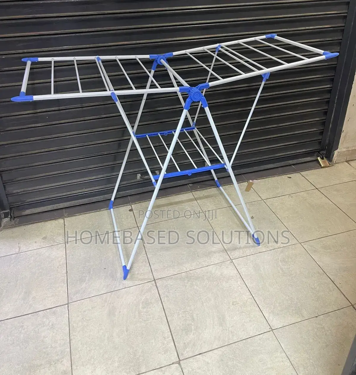 *Foldable/Portable Clothes Drying and Hanging Rack Color: White/Blue