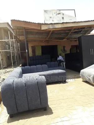 7 Seater L-Shaped Dark Grey Bubble Sofa