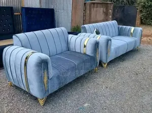 3 Seater + 3 Seater Living Room Light Blue Sofa Set