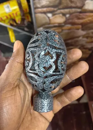 Silver Grey and Antic Gold Globe Like Curtain Rod Flowers