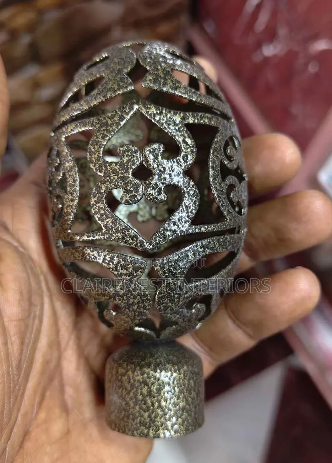 Silver Grey and Antic Gold Globe Like Curtain Rod Flowers