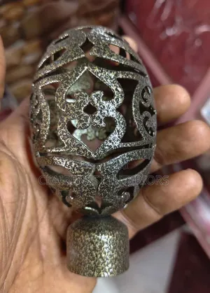 Silver Grey and Antic Gold Globe Like Curtain Rod Flowers