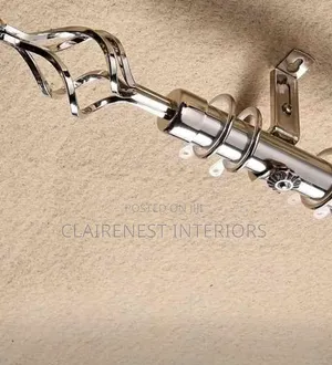 2m Silver and Black Adjustable Curtain Rods