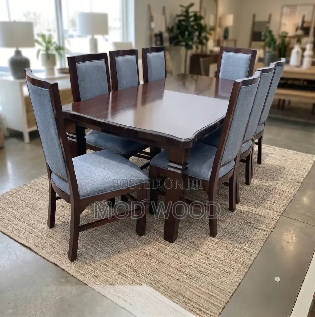 8 Seater Luxe Walnut Dining Set With Padded Chairs