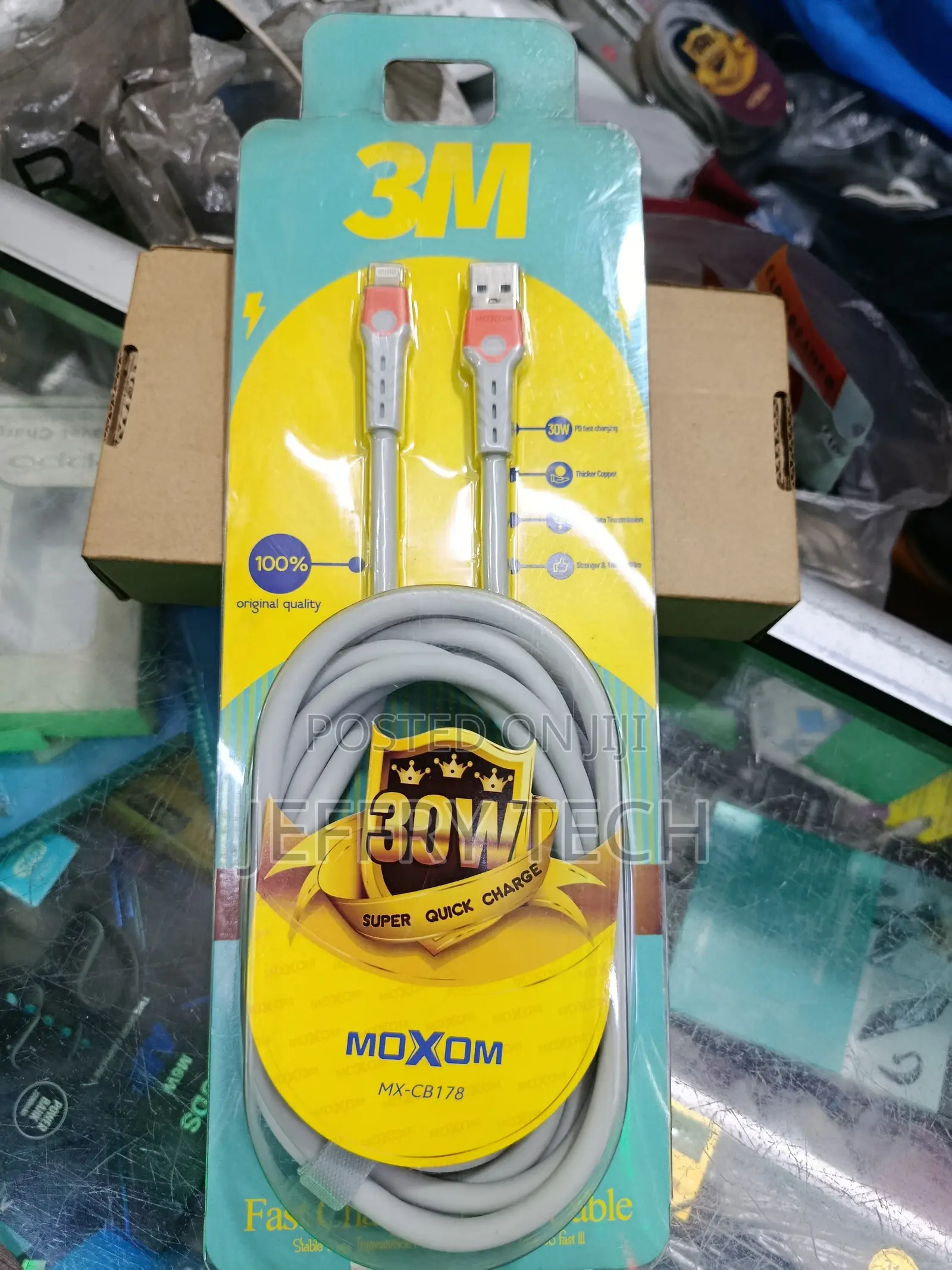 Moxom 3M 30W Fast Charging Data Cable for Apple Lightning Device