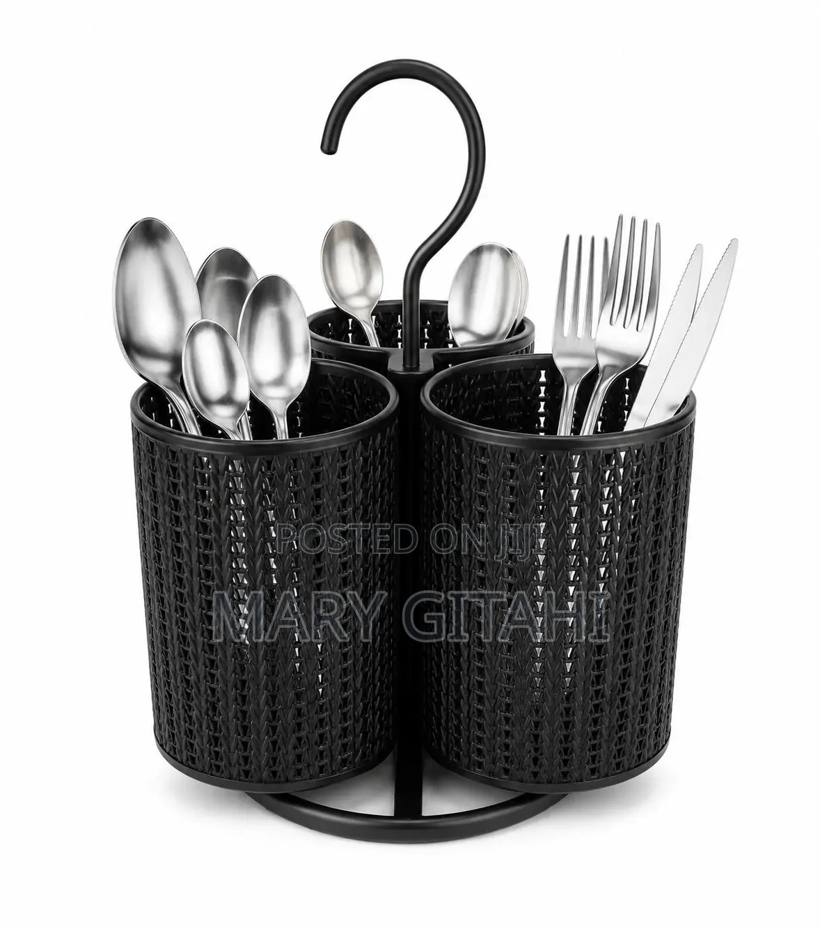 3-Compartments Rotating Stainless Cutlery Organizer*