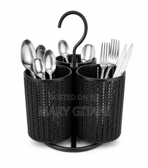 3-Compartments Rotating Stainless Cutlery Organizer*