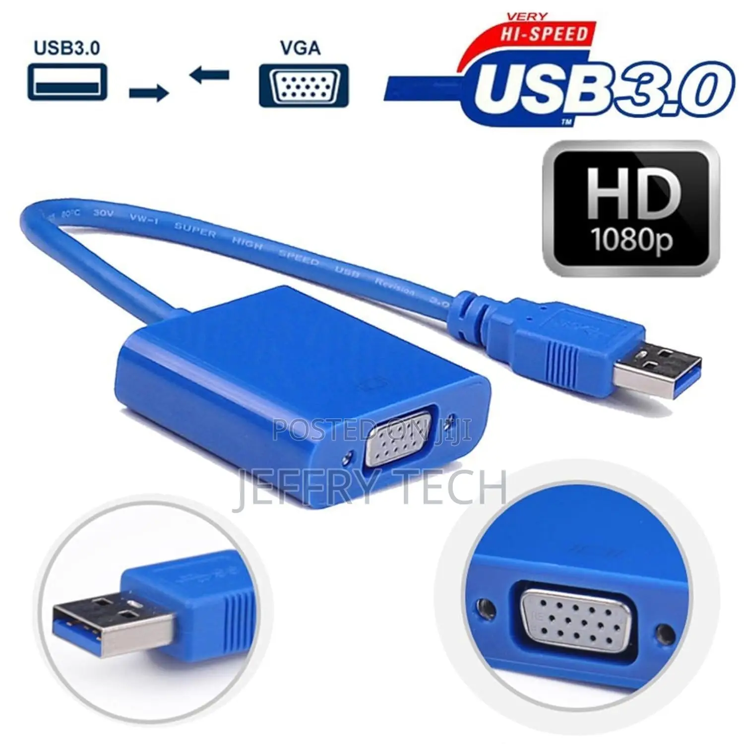 15-Pin VGA Female Converter Adapter – DB15 Connector for Monitor, Proj