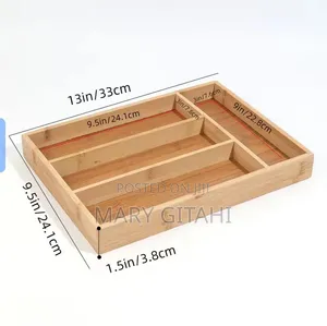 Bamboo Kitchen Drawer Cutlery Organizer With Partitioned