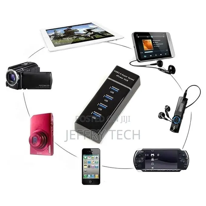 PremiumAV 4 Ports USB 3.0 Hub (Black)