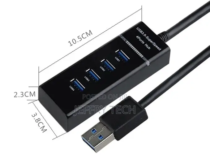 PremiumAV 4 Ports USB 3.0 Hub (Black)