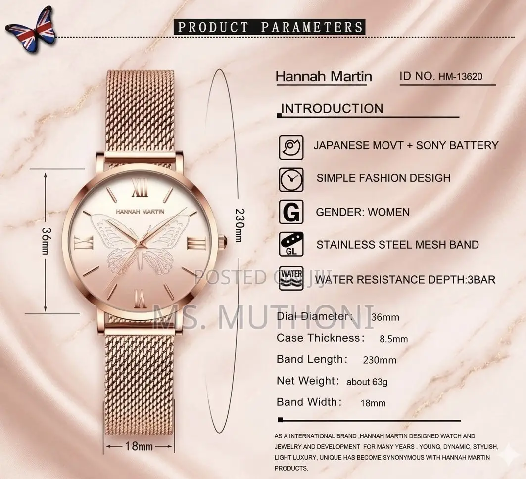 Hannah Martin 3D Butterfly Dial Watch
