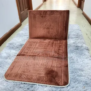 Foldable Padded Prayer Mat With Backrest Support -Plush Velvet Janamaz