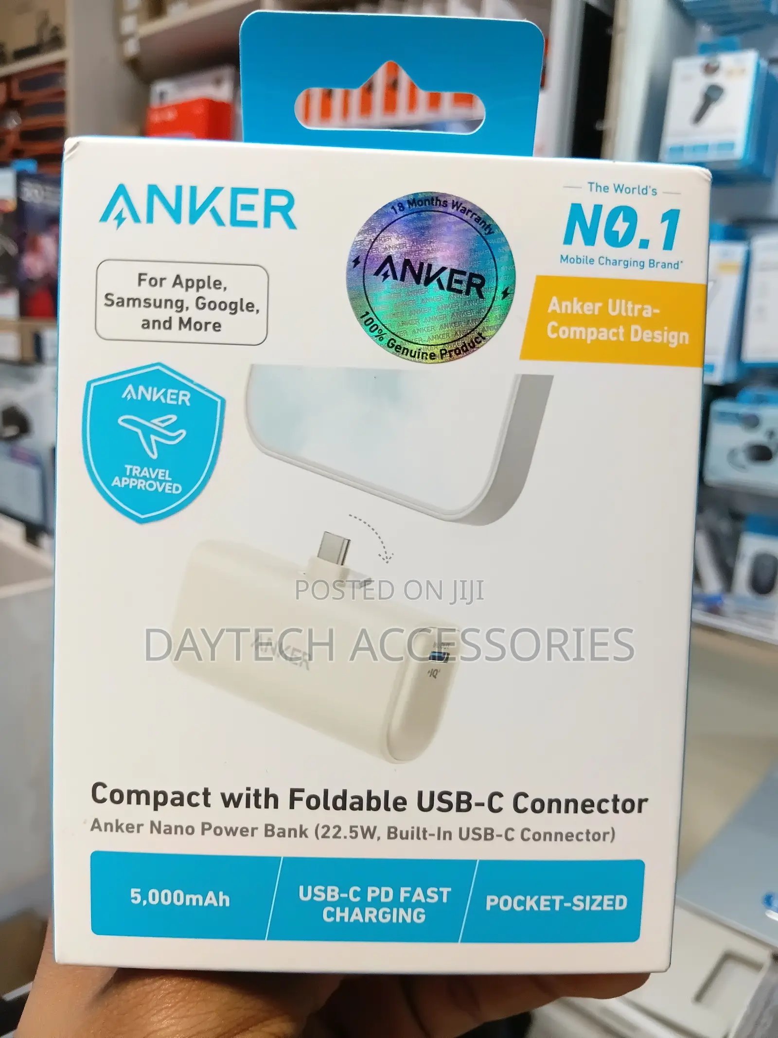 Anker Nano Power Bank (22.5W, Built-in USB-C Connector) 5,000mAh.