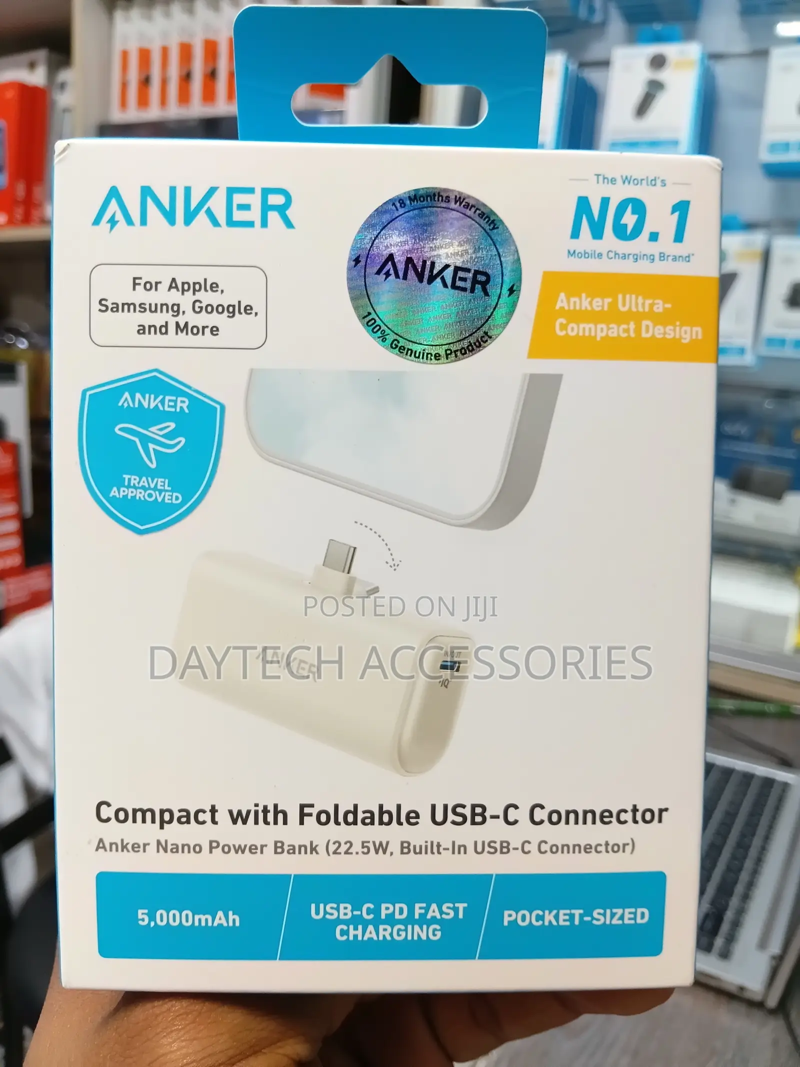 Anker Nano Power Bank (22.5W, Built-in USB-C Connector) 5,000mAh.