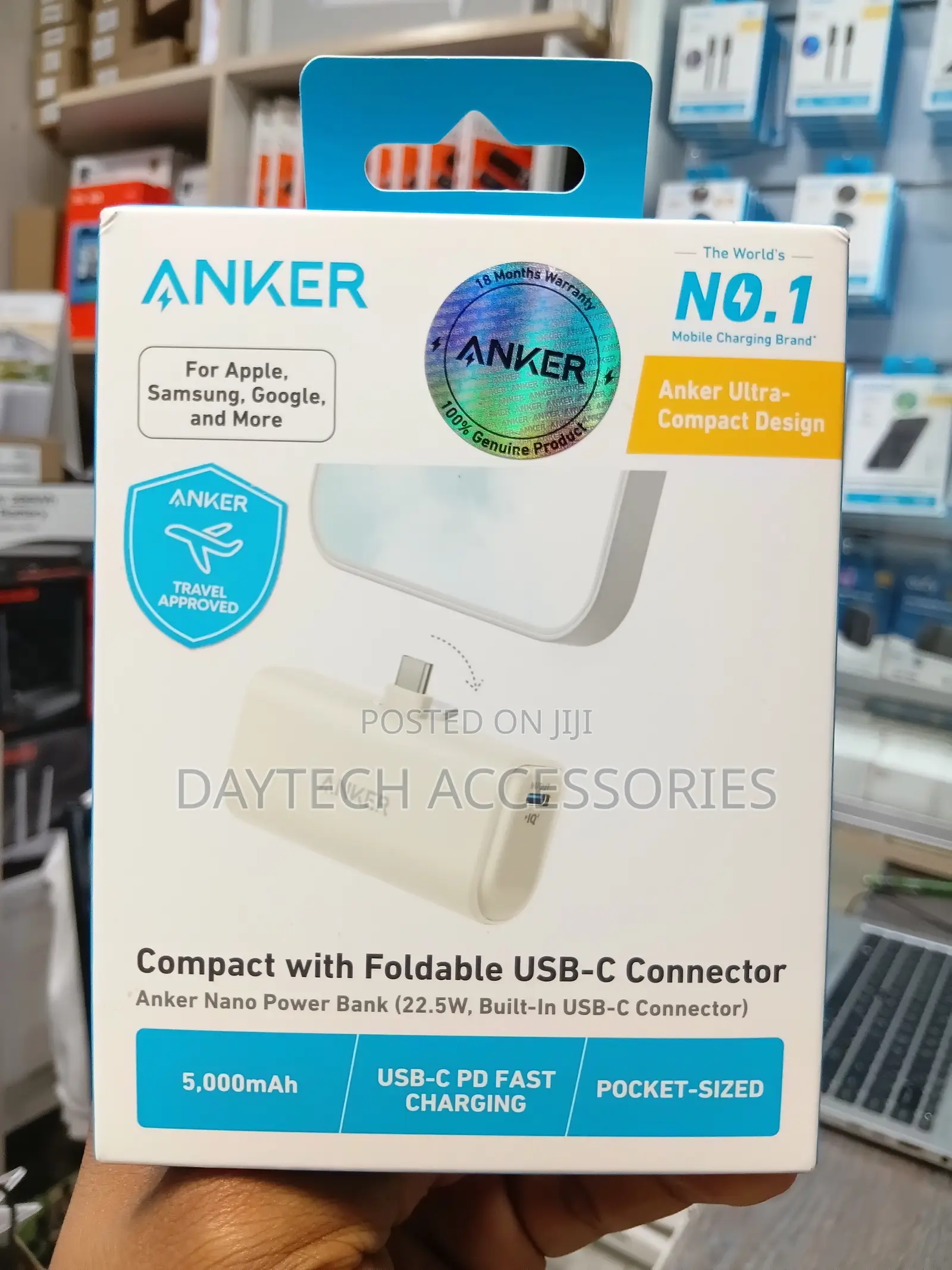 Anker Nano Power Bank (22.5W, Built-in USB-C Connector) 5,000mAh.