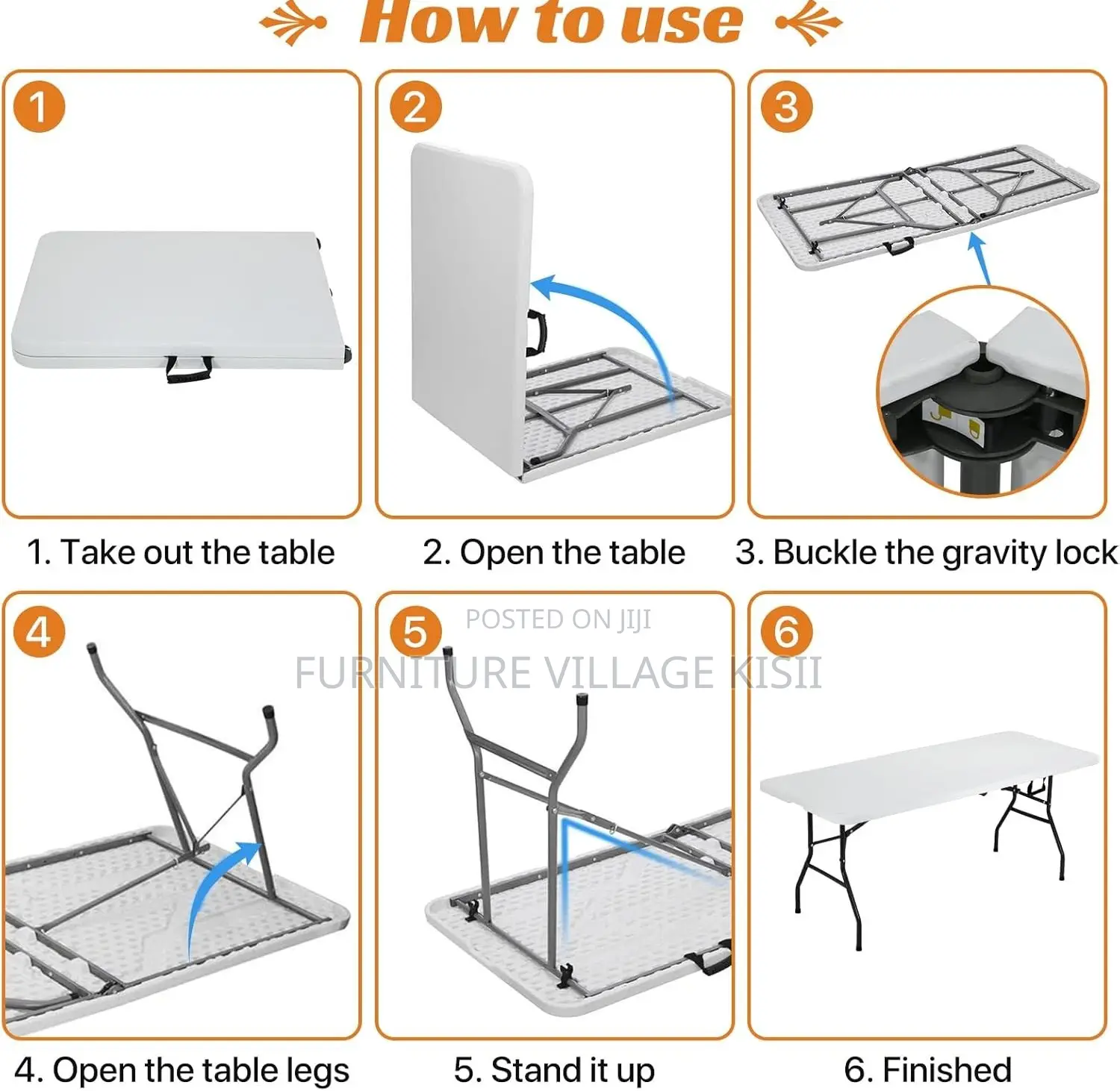 Home Furniture; 1.2M White Foldable Outdoor Table