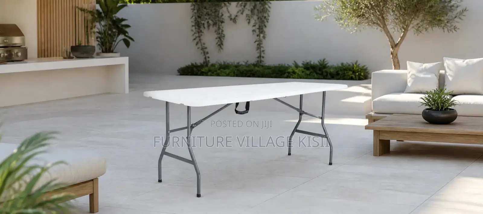 Home Furniture; 1.2M White Foldable Outdoor Table