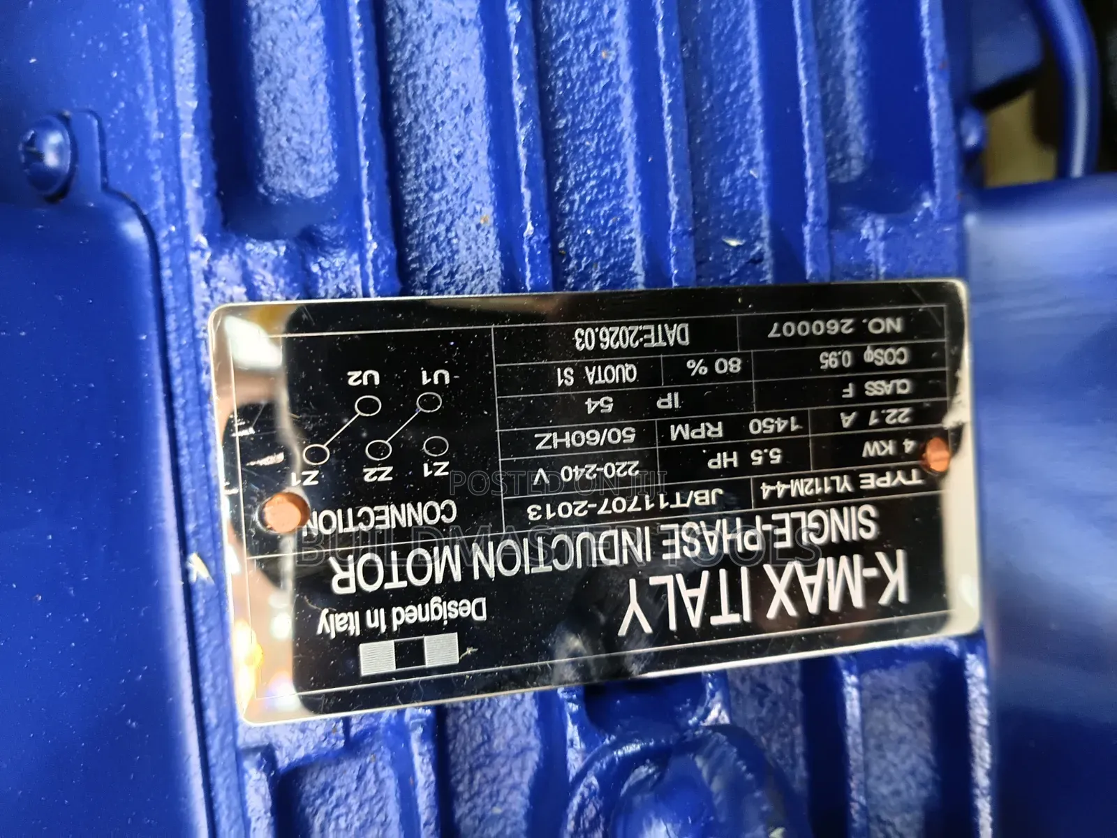 5hp High Speed K-Max Italy Single-Phase Electric Motor