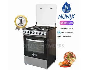 Nunix Standing Cooker 60 by 65 3 +1, Electric Oven Jet Valve