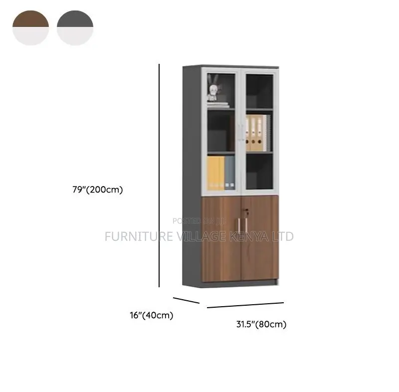 Office Cabinet; Brown Wooden 2 Door Executive Office File Cabinet