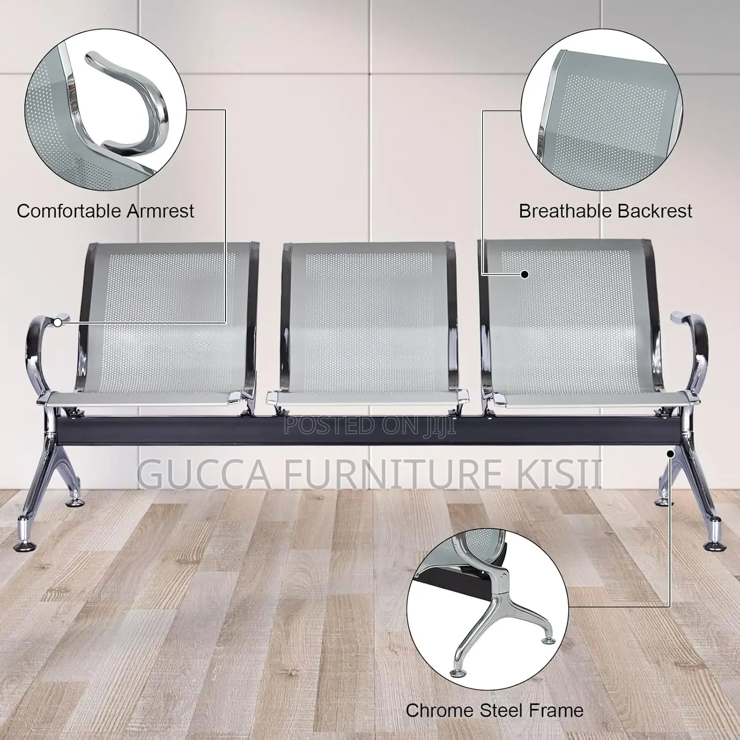 Bench; Heavy Duty Steel Unpadded Visitor Bench