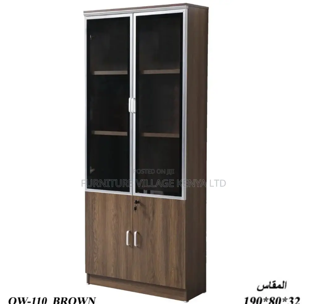 Office Cabinet; Brown Wooden 2 Door Executive Office File Cabinet
