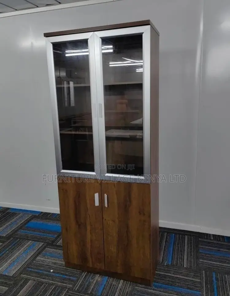 Office Cabinet; Brown Wooden 2 Door Executive Office File Cabinet