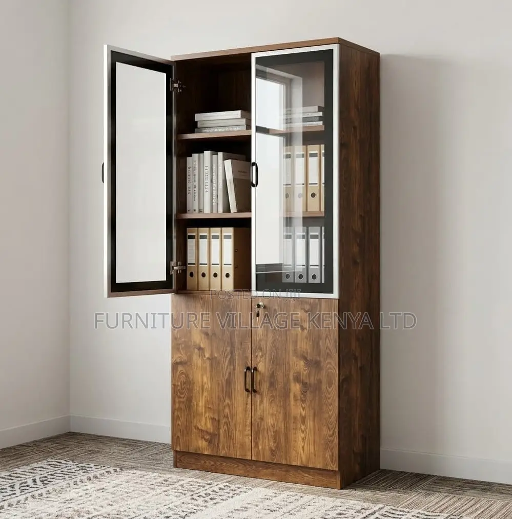 Office Cabinet; Brown Wooden 2 Door Executive Office File Cabinet
