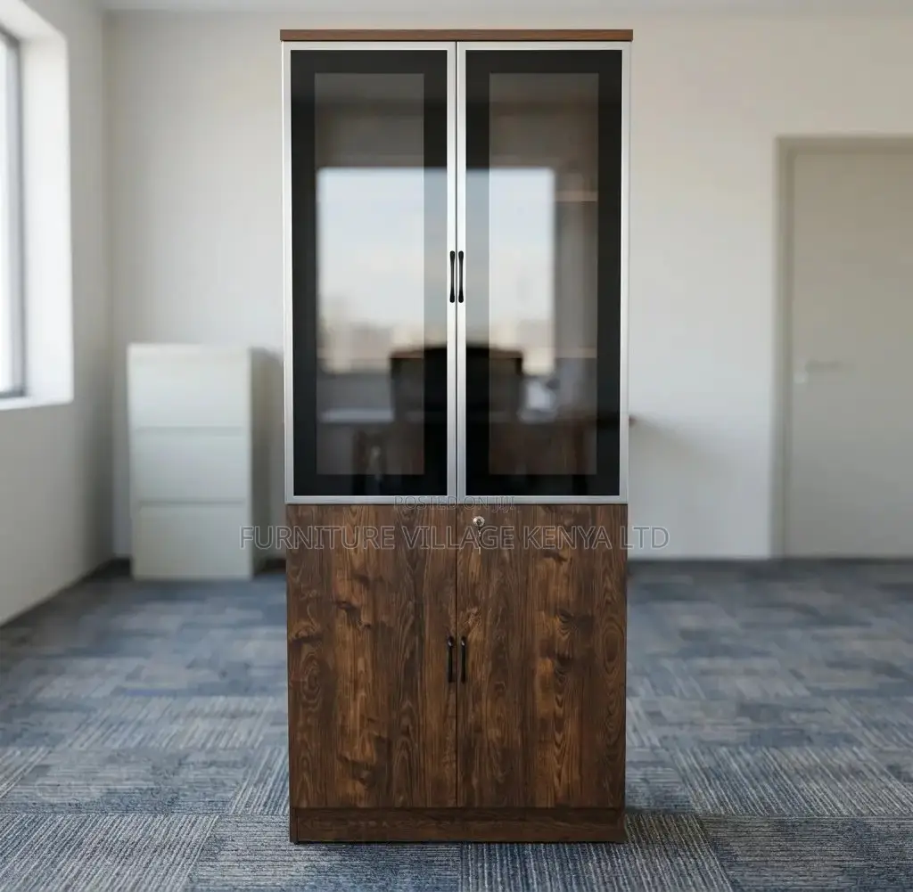 Office Cabinet; Brown Wooden 2 Door Executive Office File Cabinet